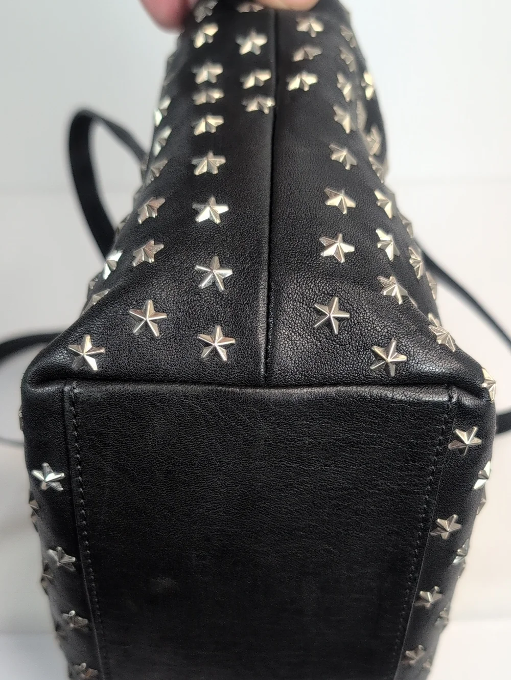Jimmy Choo Mini Sara Star-Studded Black Leather Tote